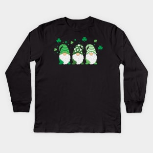 St. Patricks Day Gift Cute Gnomes Kids Long Sleeve T-Shirt